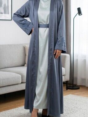 Elegant Gray Embellished Maxi Dress